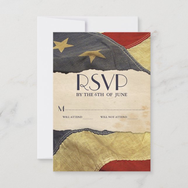 RSVP Vintage USA Flag Patriotic Military Wedding (Front)