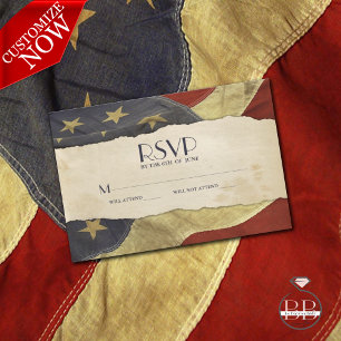 RSVP Vintage USA Flag Patriotic Military Wedding Card