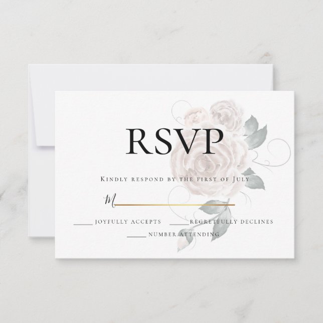RSVP  | Watercolor Dusty Rose Pink Card (Front)