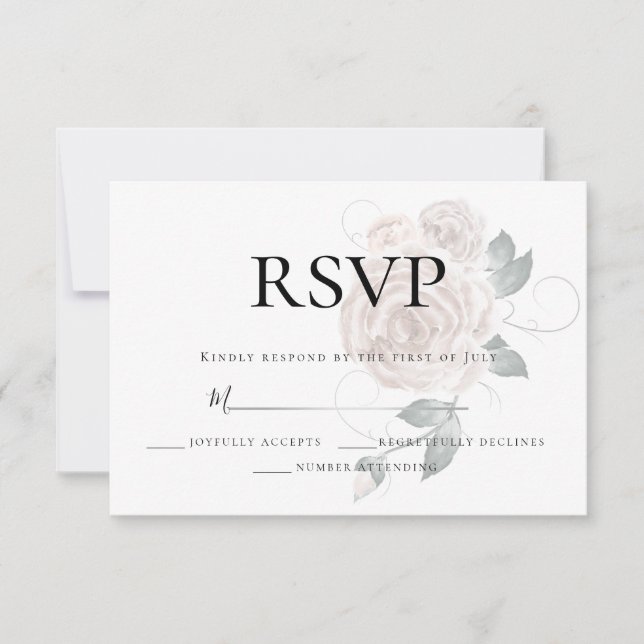 RSVP  | Watercolor Dusty Rose Pink  Card (Front)