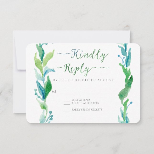 RSVP Watercolor Laurel Eucalyptus Leaf Wreath Art (Front)