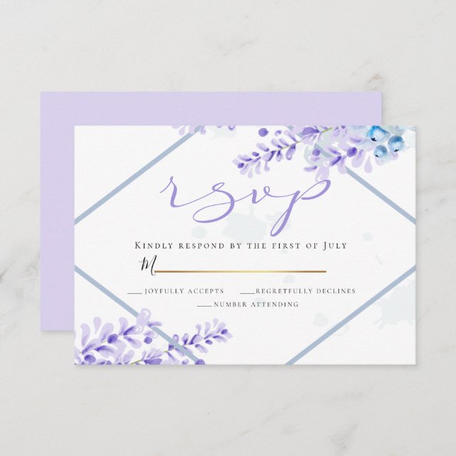 RSVP | Watercolor Lavender - Dusty Blue Florals Invitation (Front/Back)