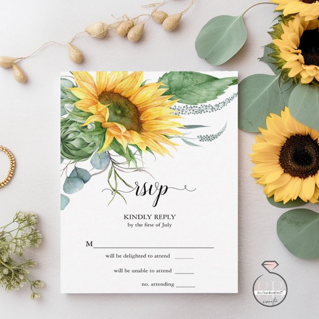RSVP Watercolor Sunflowers Card (Creator Uploaded)