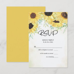 RSVP Watercolor Yellow Sunflowers Card