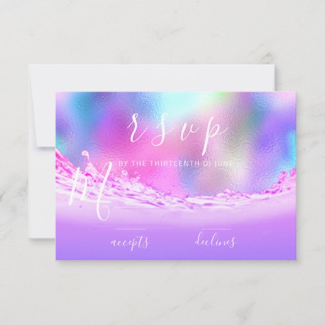 RSVP Waves Tropical Ocean Aqua Pink Pastel Card (Front)