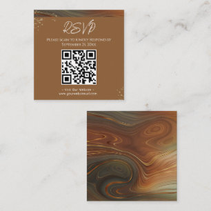 RSVP Website Brown Agate Wedding Square Square Business Card