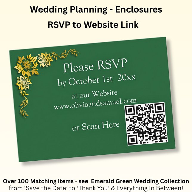 RSVP Website - Emerald Green & Gold Enclosure Card (Creator Uploaded)