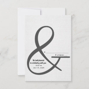 RSVP wedding ampersand sign on soft silver Card
