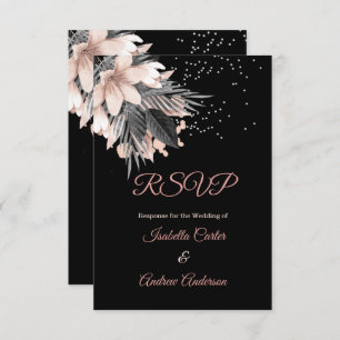 RSVP Wedding Blush Peach Pink Charcoal Floral Invitation