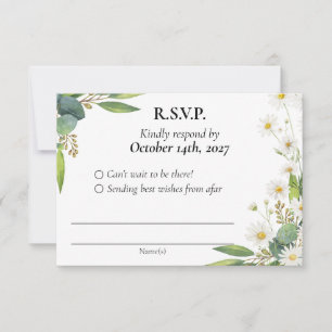 RSVP wedding botanical eucalyptus daisy theme Card