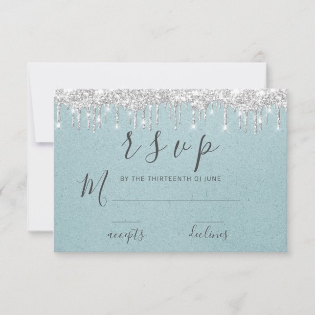 RSVP Wedding Bridal ShowerGray Silver Drips Water (Front)