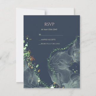 RSVP Wedding Card Emerald Green  