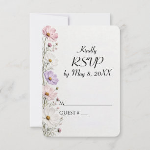 RSVP Wedding Cosmos Floral Border Card