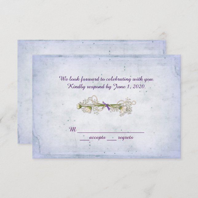 RSVP wedding- daisy bouquet with pearls Invitation (Front/Back)