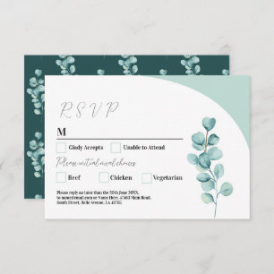 RSVP Wedding Eucalyptus Leaves Green Simple Invitation