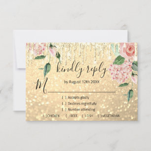 RSVP Wedding Glitter Bridal Mint Glitter Gold Card