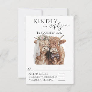 RSVP Wedding Highland cow Card