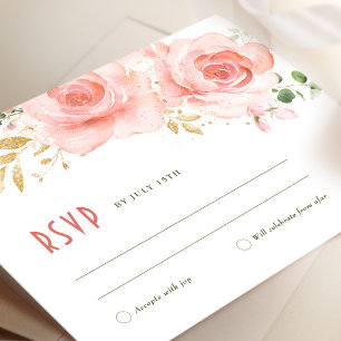 RSVP Wedding Insert Green & Blush Romantic Invitation