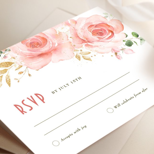 RSVP Wedding Insert Green & Blush Romantic Invitation (Creator Uploaded)