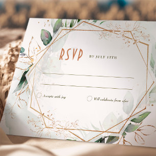 RSVP Wedding Insert Green & Gold Rustic Invitation