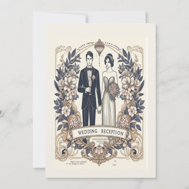 rsvp wedding invitation card simple retro (Front)