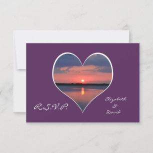 RSVP Wedding Invitation - Sunset in Heart Purple