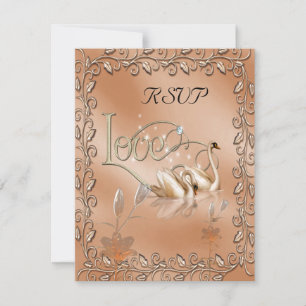 Rsvp Wedding Love Swans Floral Card