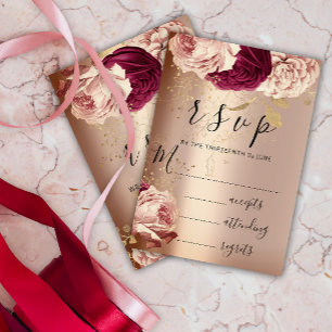 RSVP  Wedding Marsala Florals Roses Pink