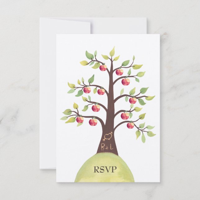 RSVP Wedding Monogram Apple Tree Carving (Front)