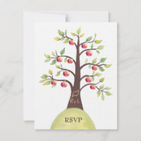 RSVP Wedding Monogram Apple Tree Carving