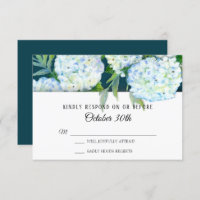RSVP Wedding Painted White Hydrangeas Peacock Blue