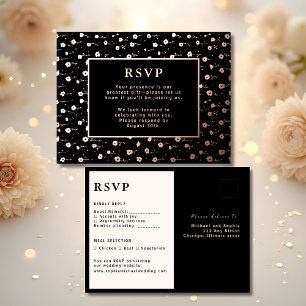 RSVP Wedding Response Card Modern Floral Black