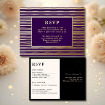 RSVP Wedding Response Card Modern Royal Purple