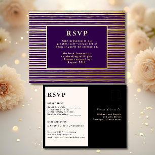 RSVP Wedding Response Card Modern Royal Purple
