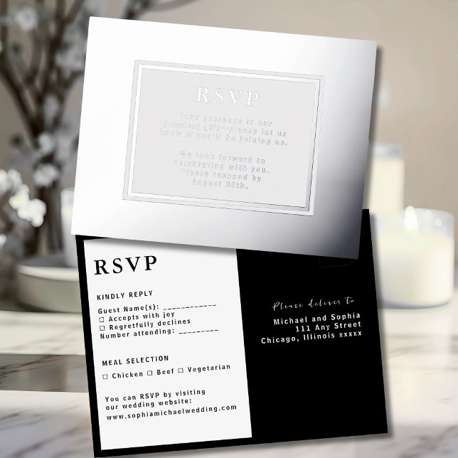 RSVP Wedding Response Card Modern Silver Luxury (Creator Uploaded)