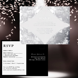 RSVP Wedding Response Card Modern Silver Luxury