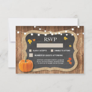RSVP Wedding Rustic Chalk Pumpkin Respond Cards