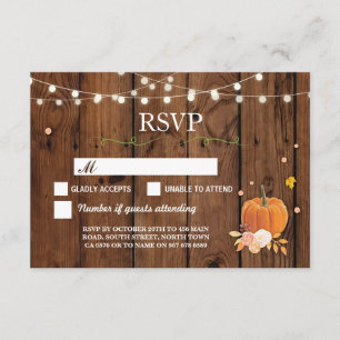 RSVP Wedding Rustic Wood Pumpkin Respond Cards