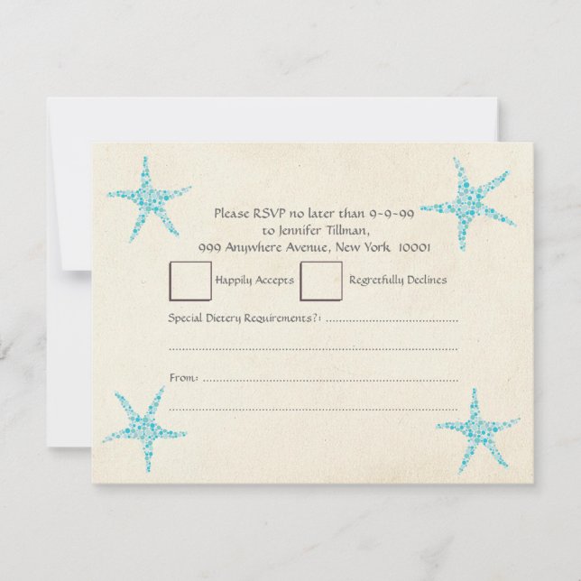 RSVP Wedding Turquoise Aqua Starfish (Front)