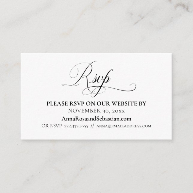 *~* RSVP  Wedding Website Details Simple Enclosure (Front)