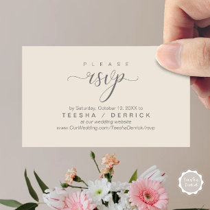 RSVP Wedding Website Reminder, Modern Classy Enclosure Card