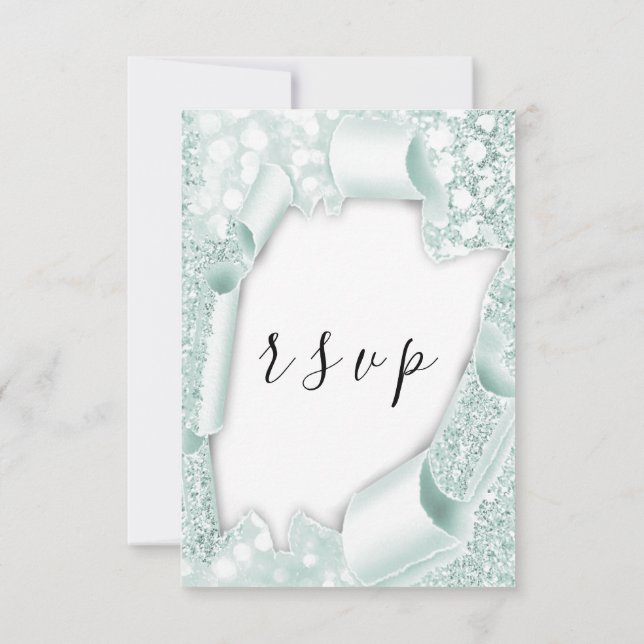 RSVP Wedding White Paper 3D Mint Green (Back)