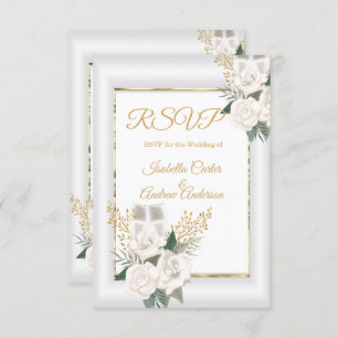 RSVP Wedding White Rose Floral Champagne Gold