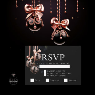 RSVP Winter Pink and Onyx Baubles Invitation