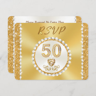 RSVP with MENU Choice, 50th Anniversary Gold, Invitation