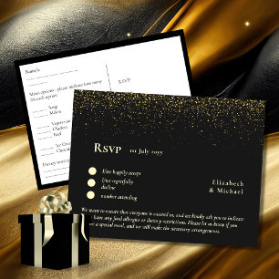 RSVP with Menu Template   Black Gold  Postcard