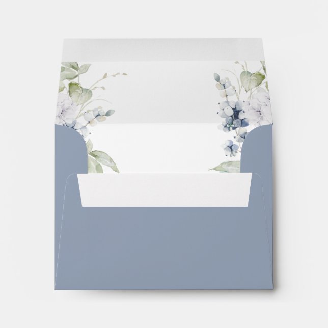 RSVP with Return Address, Dusty Blue Elegant Bliss Envelope (Back (Bottom))