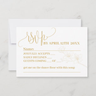 RSVP with Whimsy: Gold Flower & Script Reply Card