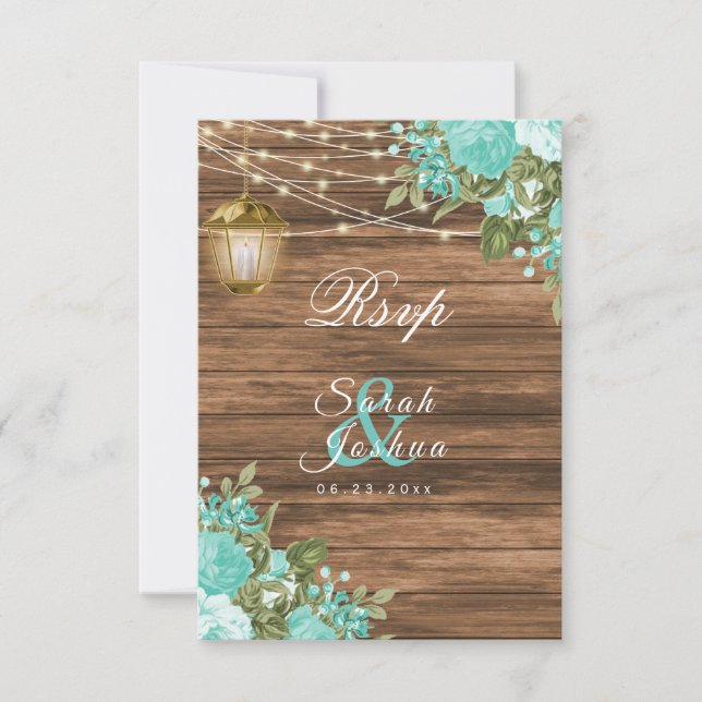 RSVP -  Wood, Lanterns and Teal Flower (Front)
