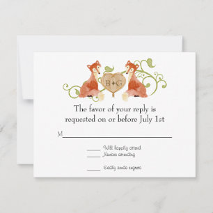 RSVP Woodland Animal Creatures Fox  Vines Weddings Card